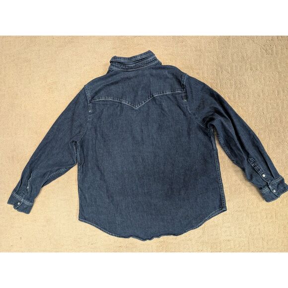 Levi's Pearl Snap Shirt Women Size 14-16 1X Blue Denim Long Sleeve - Picture 2 of 8